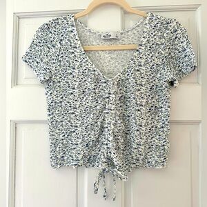 HOLLISTER Cinched Drawstring Floral Top